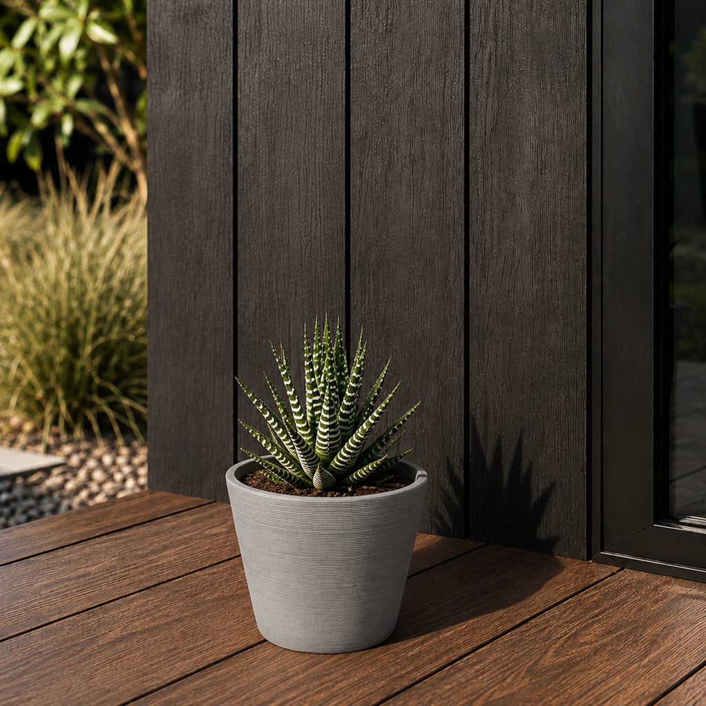 Respect Grey 15cm Green Earth Full Rim Planter
