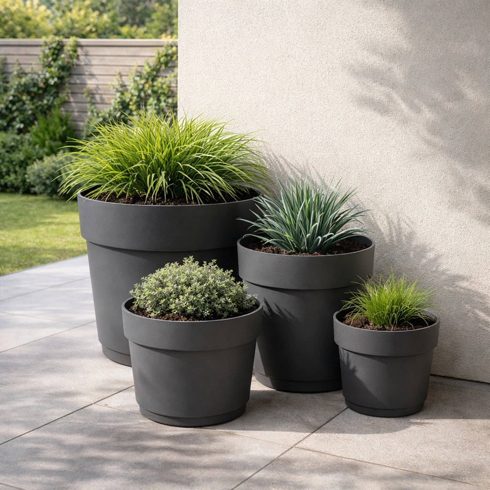 Respect Ash 24cm Cloud Bloom Self Watering Pot – ash grey modern self watering pot for indoor succulents and plants
