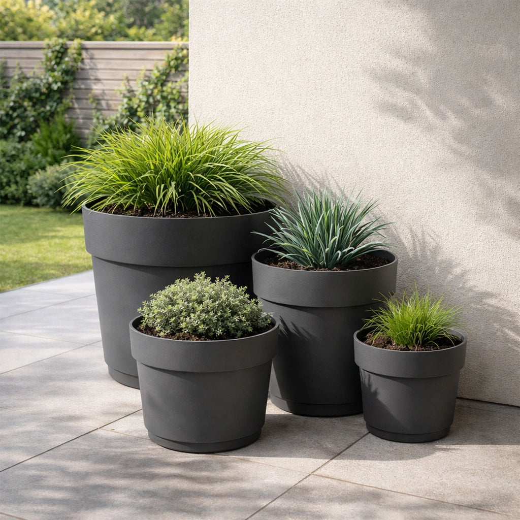 Respect Ash 38cm Bloom Self Watering Plastic Pot – large ash self watering planter for indoor and balcony plants