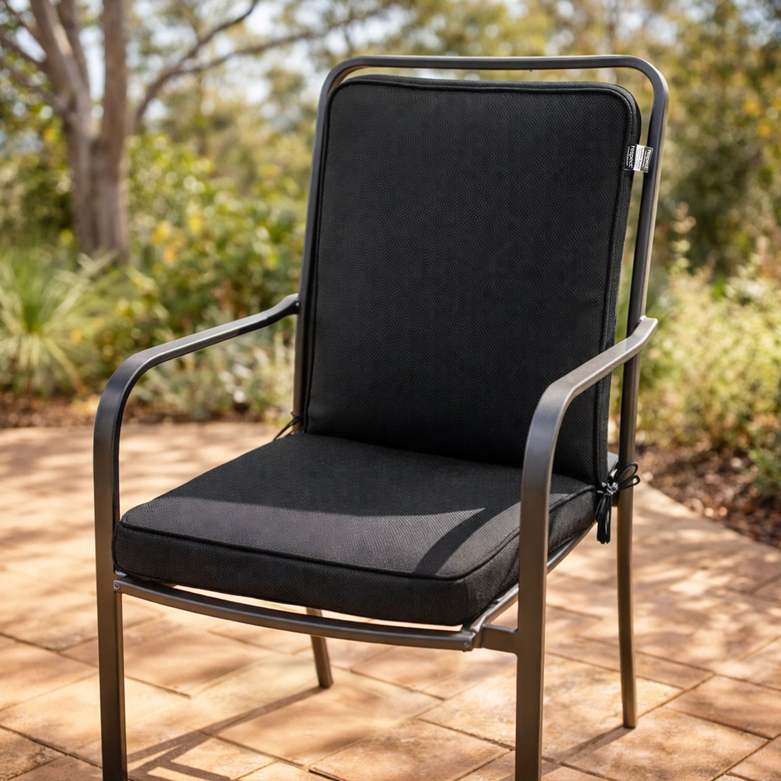 Respect Black 105cm Midback Outdoor Cushion
