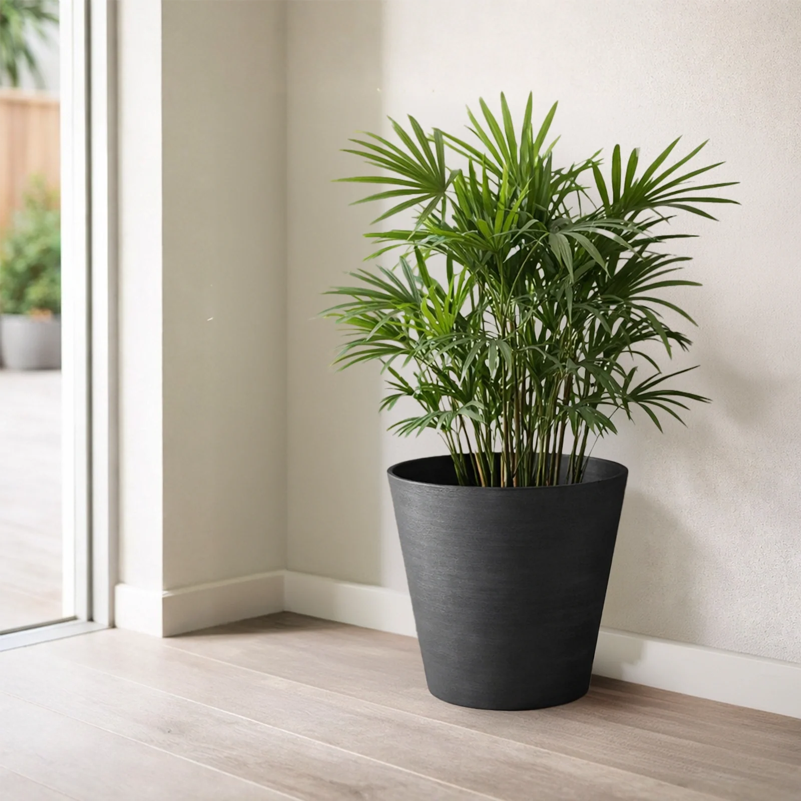 Respect Black 25cm Repot Self Watering Planter – medium black self watering repot planter for indoor plants and flowers