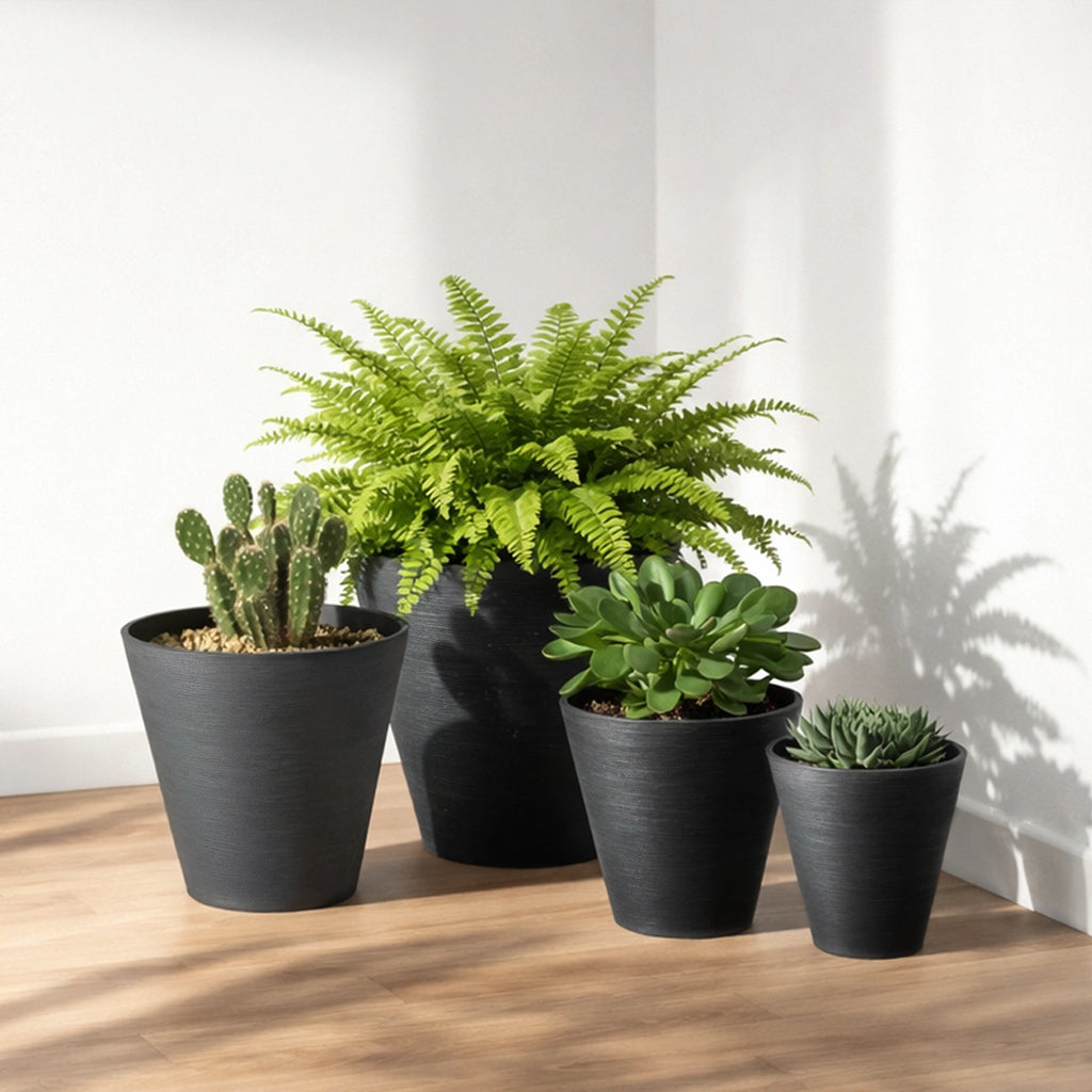Respect Black 25cm Repot Self Watering Planter – medium black self watering repot planter for indoor plants and flowers