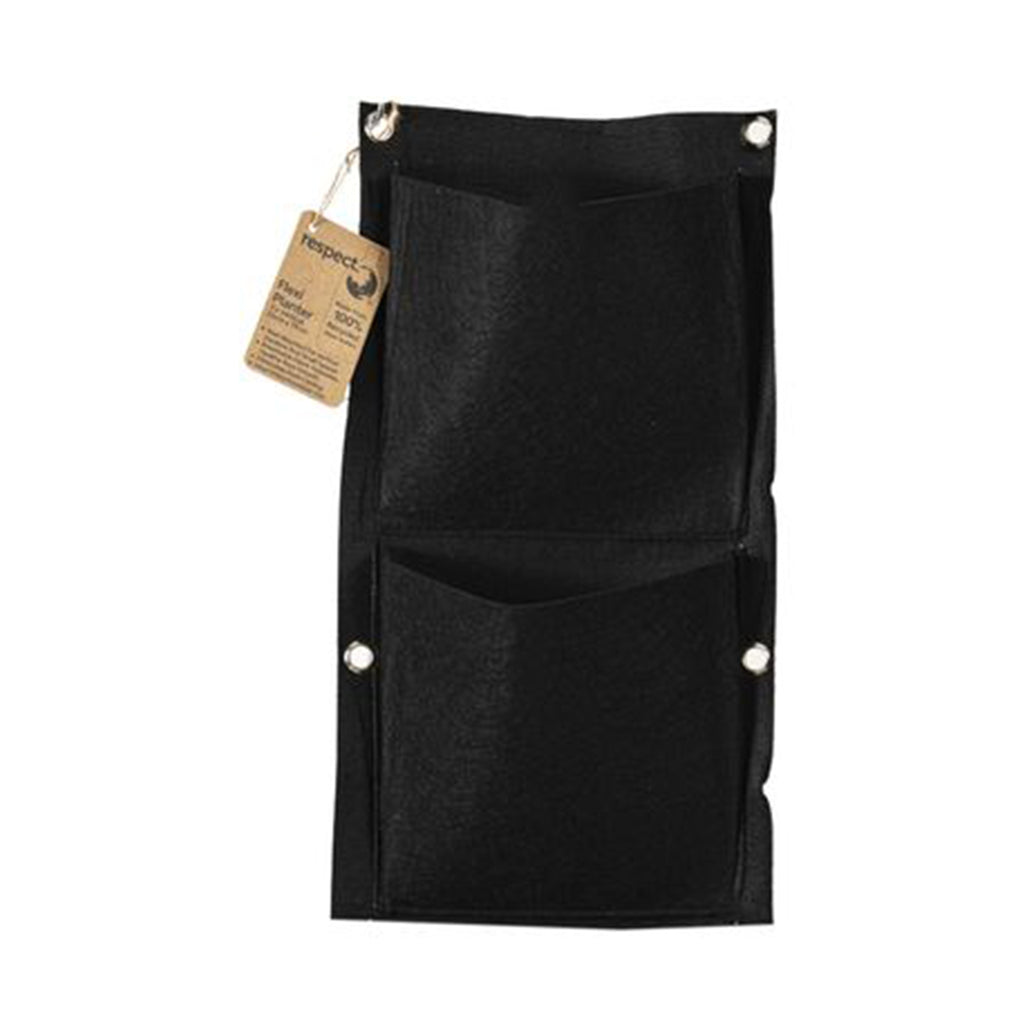 Respect Black 2 Pocket Vertical Flexi Fabric Grow Bag – vertical fabric wall planter for small space herb and indoor gardens