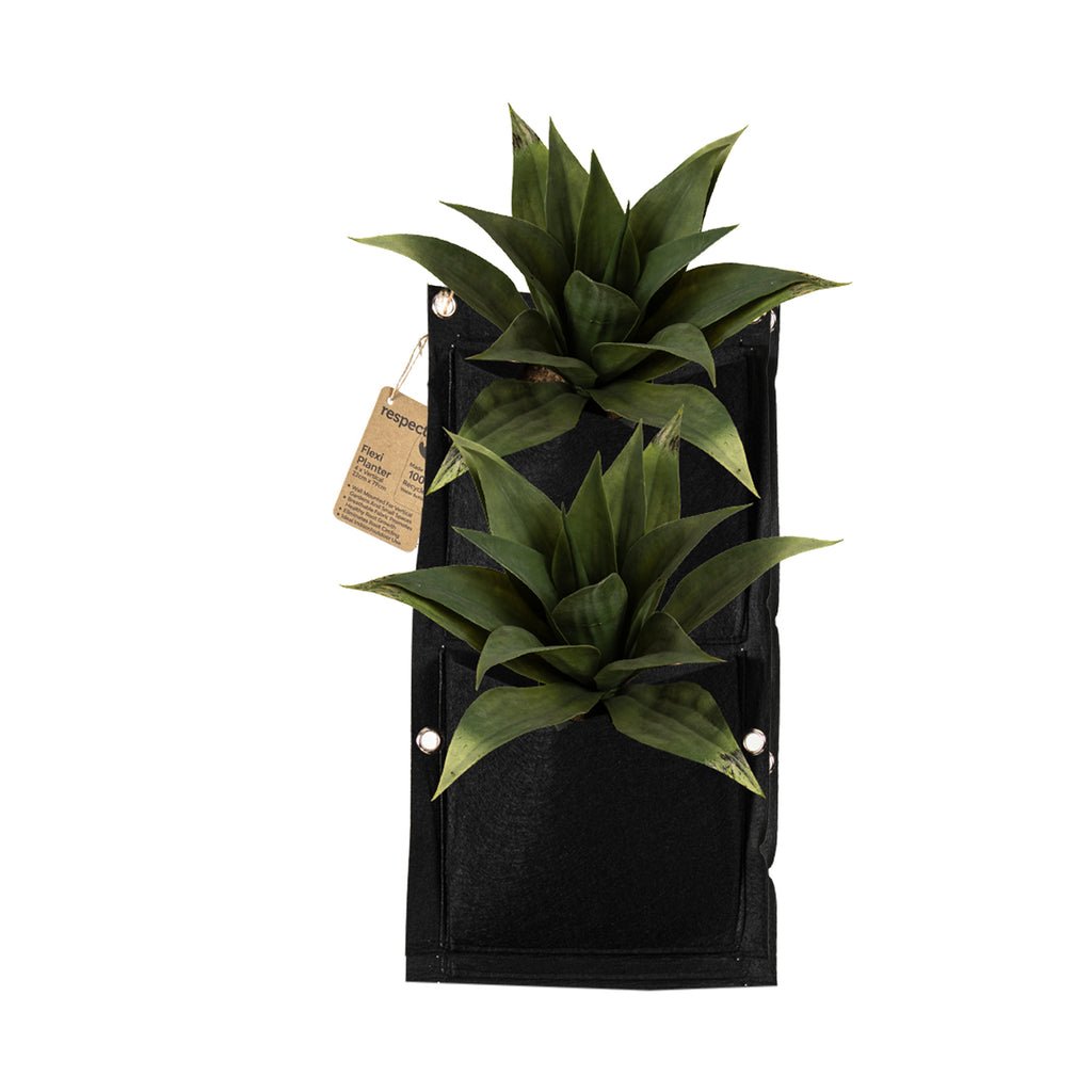 Respect Black 2 Pocket Vertical Flexi Fabric Grow Bag – vertical fabric wall planter for small space herb and indoor gardens
