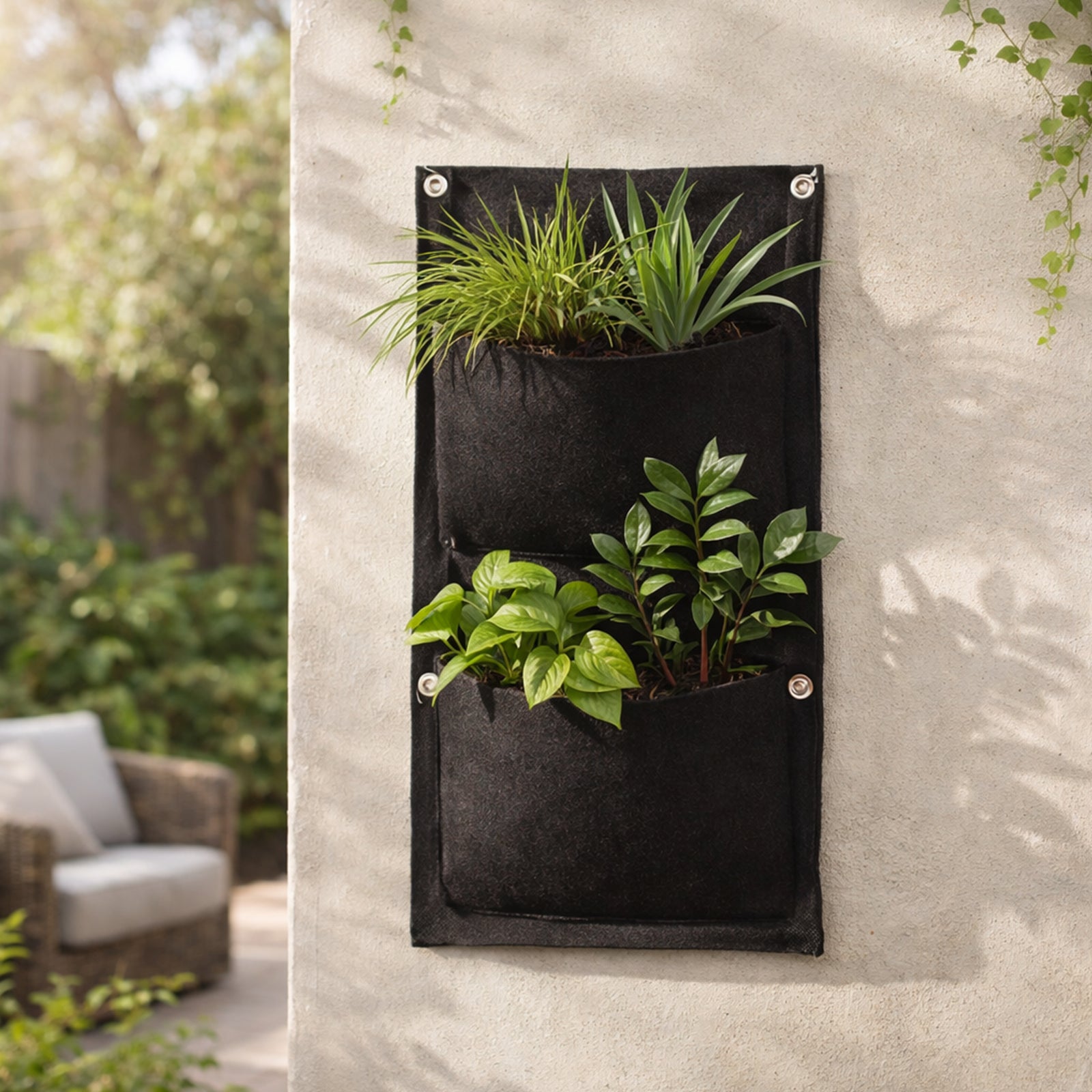 Respect Black 41cm 2-Pocket Vertical Flexi Fabric Grow Bag