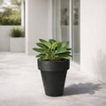 Respect Black 30cm Time Planter – modern black plastic pot for contemporary indoor and outdoor garden styling