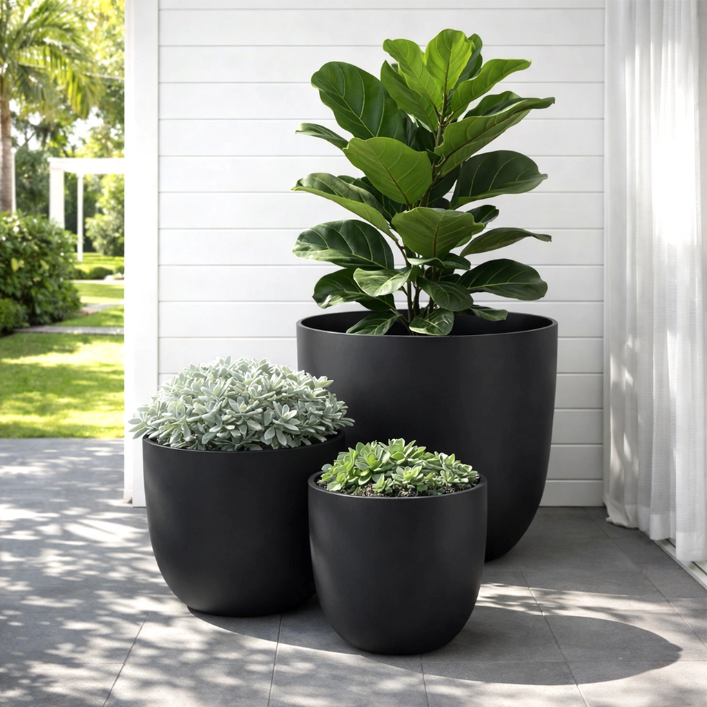 Respect Black 38cm Milano Self Watering Planter – sleek black self watering window box for patio and balcony planting