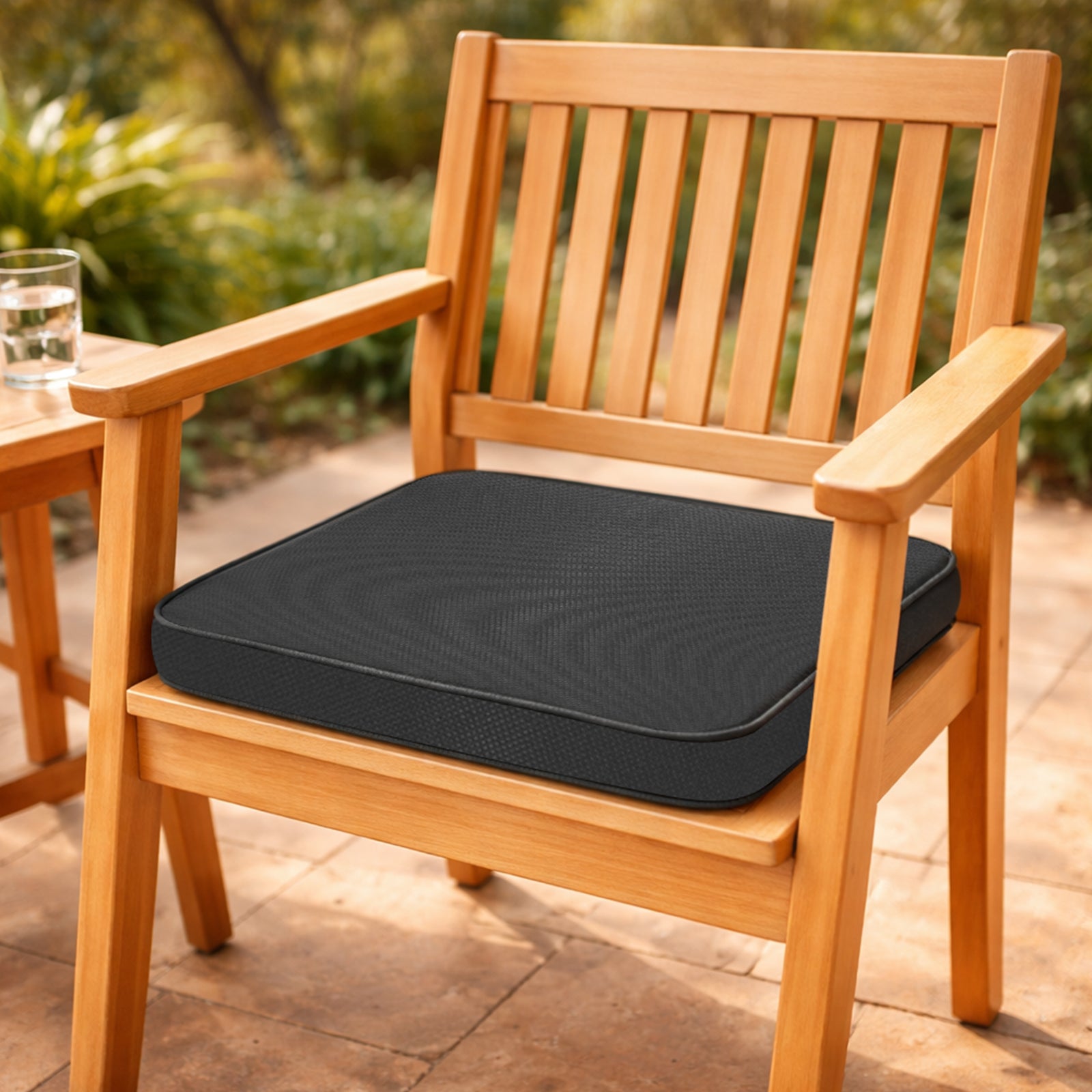 Respect Black 42cm Outdoor Square Cushion