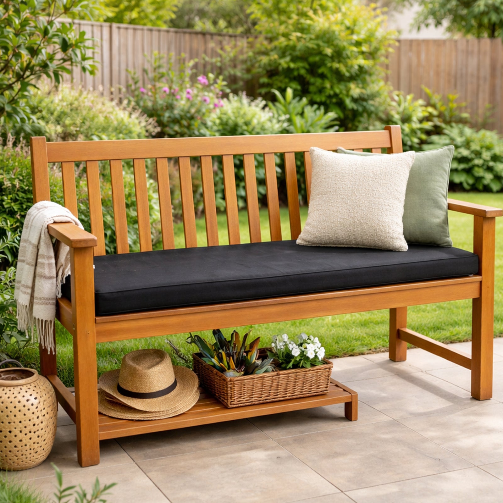 Respect Black 46cm Outdoor Cushion Bench