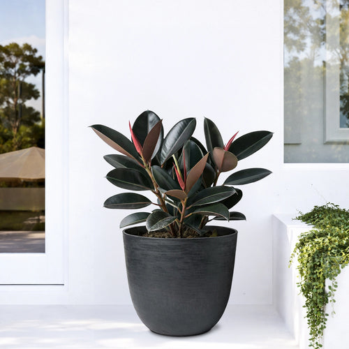 Respect Black 48cm Milano Self Watering Planter – large black self watering planter for outdoor balconies and windowsills