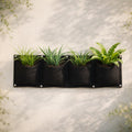Respect Black 4 Pocket Horizontal Flexi Fabric Grow Bag – 4-pocket horizontal fabric wall planter for herb and vegetable gardens