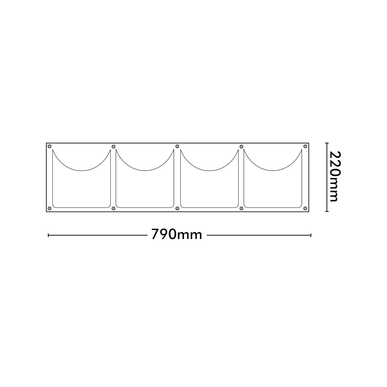 Respect Black 79cm 4-Pocket Horizontal Flexi Fabric Grow Bag