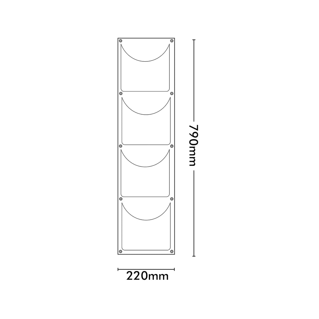 Respect Black 4 Pocket Vertical Flexi Fabric Grow Bag – 4-pocket vertical fabric grow bag for wall herb and strawberry gardens