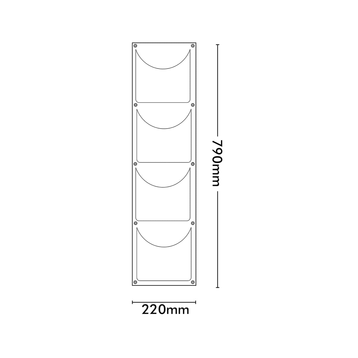 Respect Black 4 Pocket Vertical Flexi Fabric Grow Bag – 4-pocket vertical fabric grow bag for wall herb and strawberry gardens