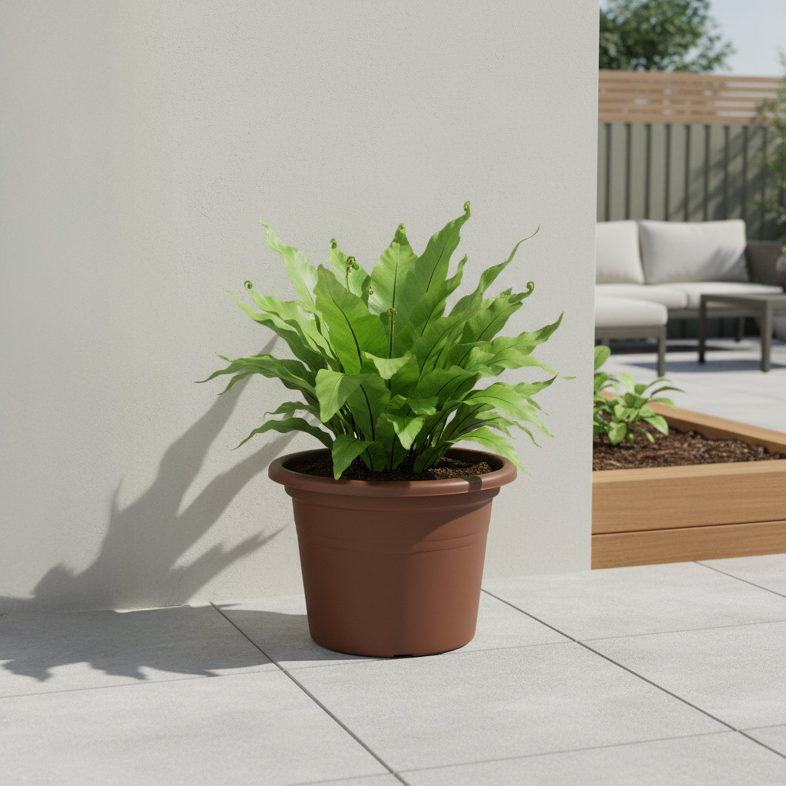 Respect Brown 30cm Lightweight Plastic Terracotta Cylindrical Planter