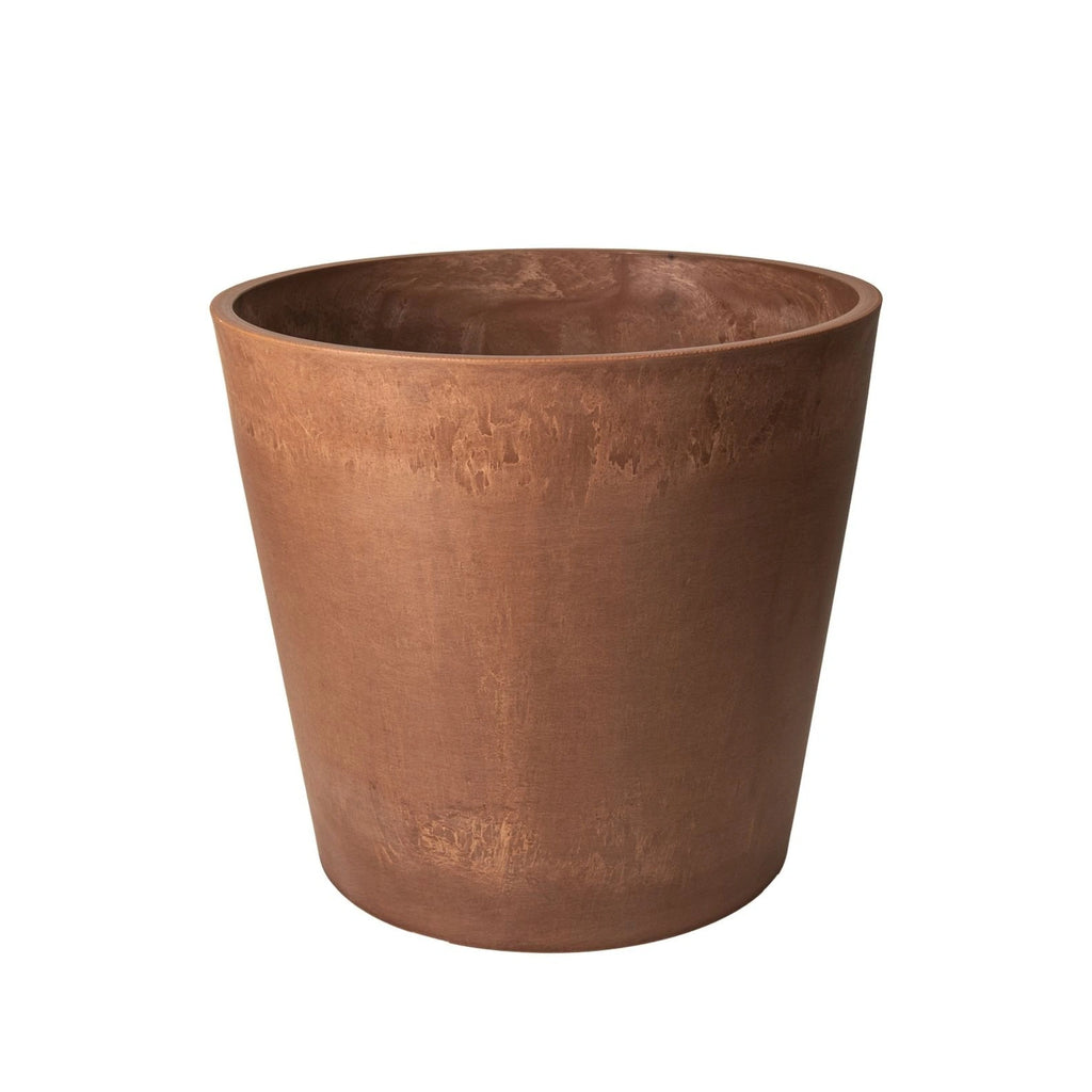 Respect Brown 30cm Terracotta Green Earth Lightweight Tapered Cylinder Planter – eco terracotta-look tapered cylinder pot for outdoor gardens