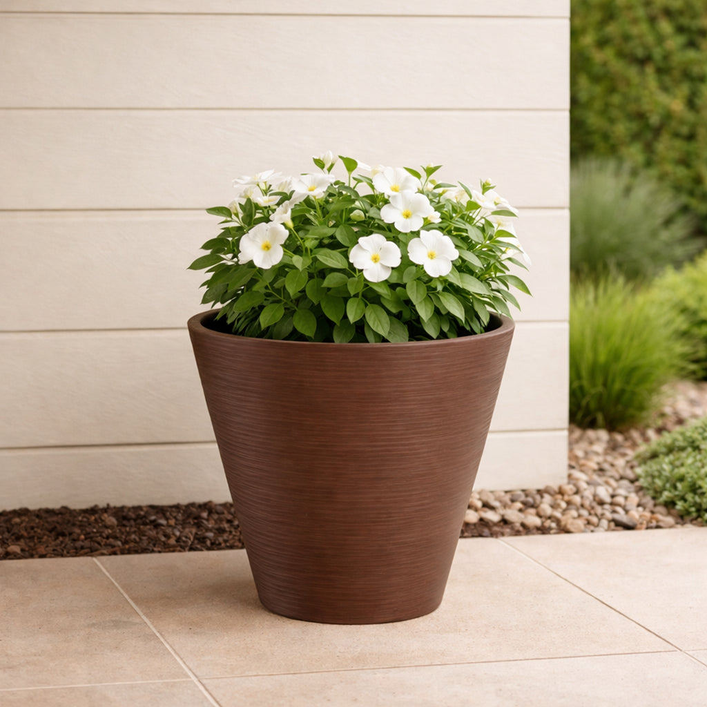 Respect Brown 30cm Terracotta Repot Self Watering Planter – large terracotta-look self watering repot pot for indoor gardens
