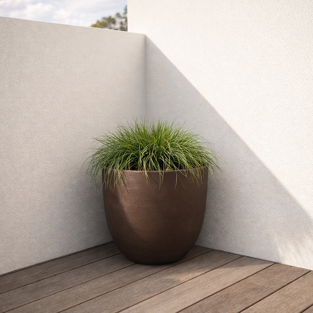 Respect Brown 38cm Milano Self Watering Planter – terracotta-look self watering window box for balcony and patio plants