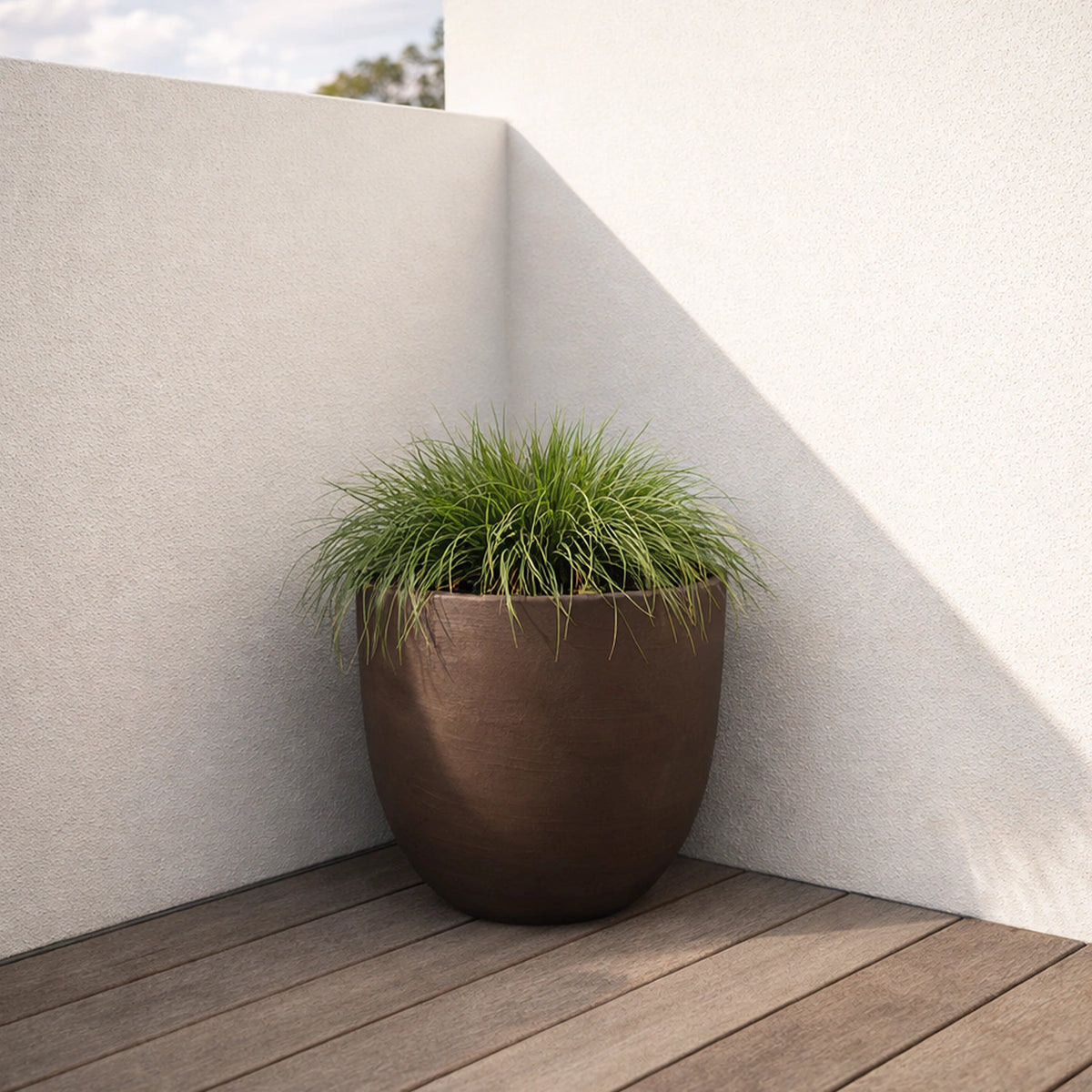 Respect Brown 38cm Milano Self Watering Planter – terracotta-look self watering window box for balcony and patio plants
