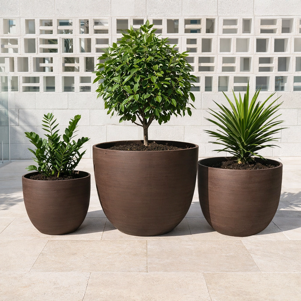 Respect Brown 38cm Milano Self Watering Planter – terracotta-look self watering window box for balcony and patio plants