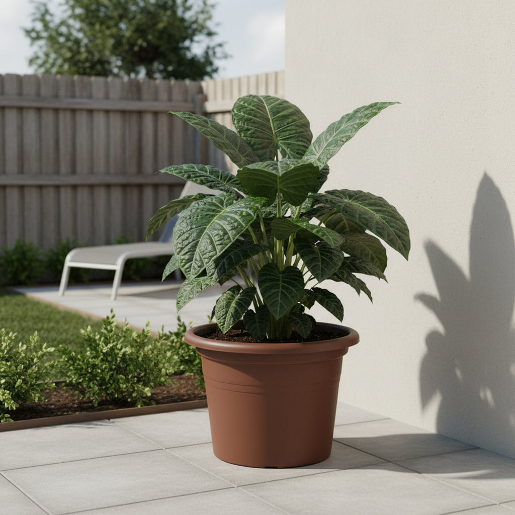 Respect Brown 40cm Lightweight Plastic Terracotta Cylindrical Planter