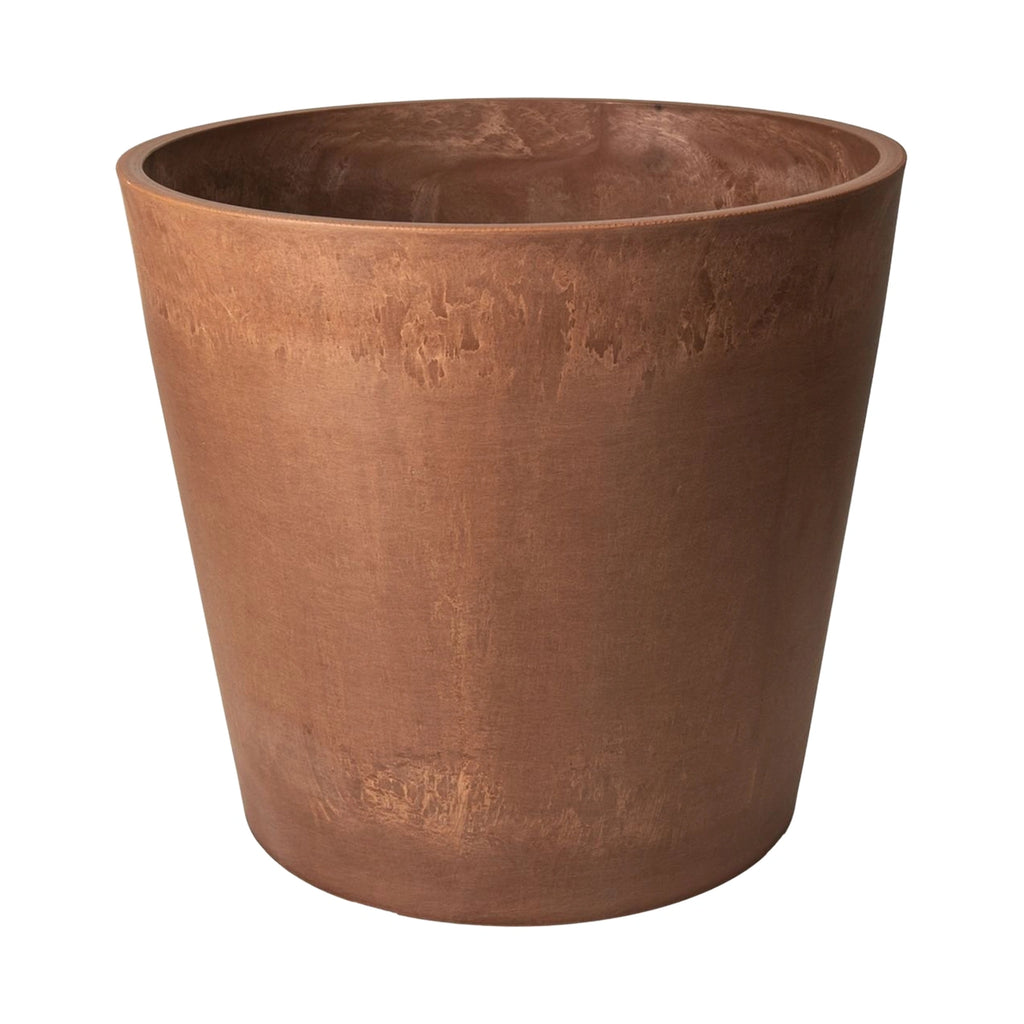 Respect Brown 40cm Terracotta Green Earth Lightweight Tapered Cylinder Planter – large eco terracotta-look tapered cylinder outdoor planter
