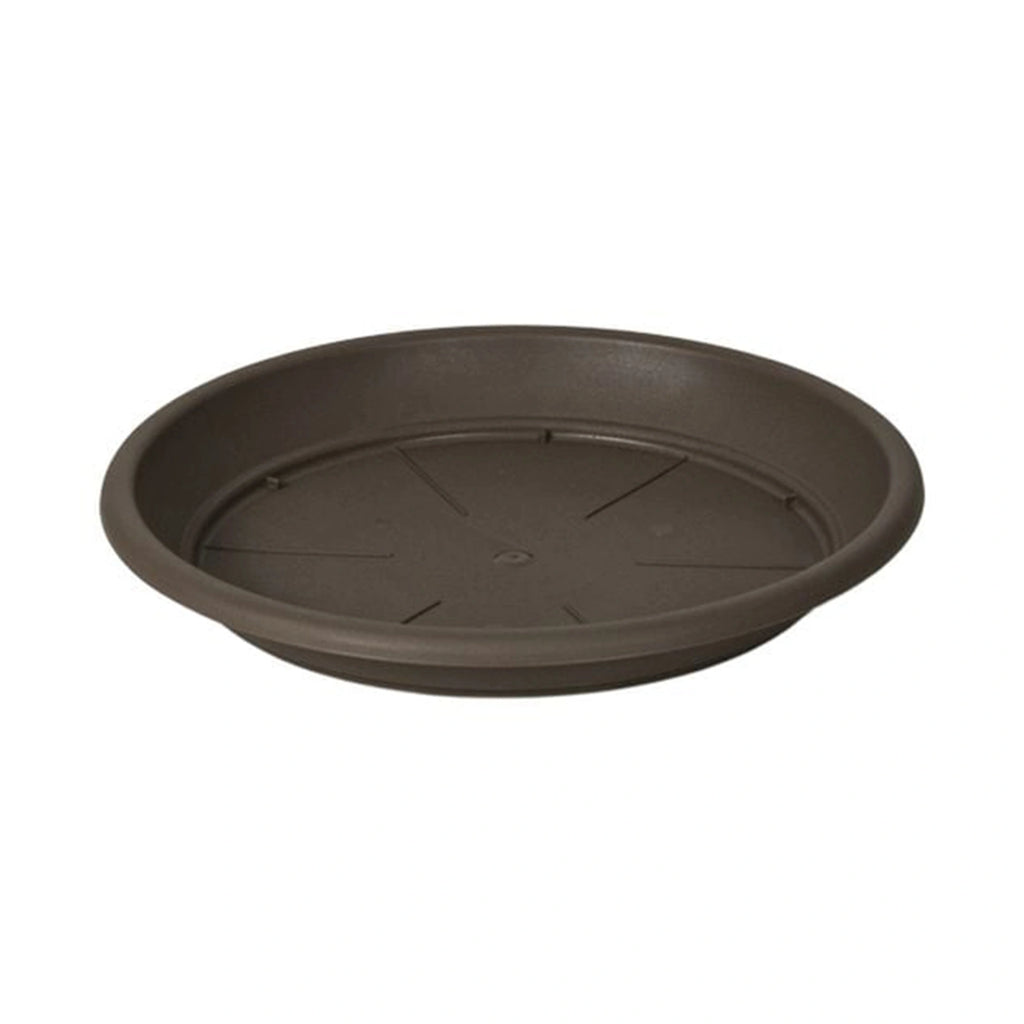 Respect Brown 45cm Cylinda Saucer – large brown plastic pot saucer to protect surfaces under outdoor planters