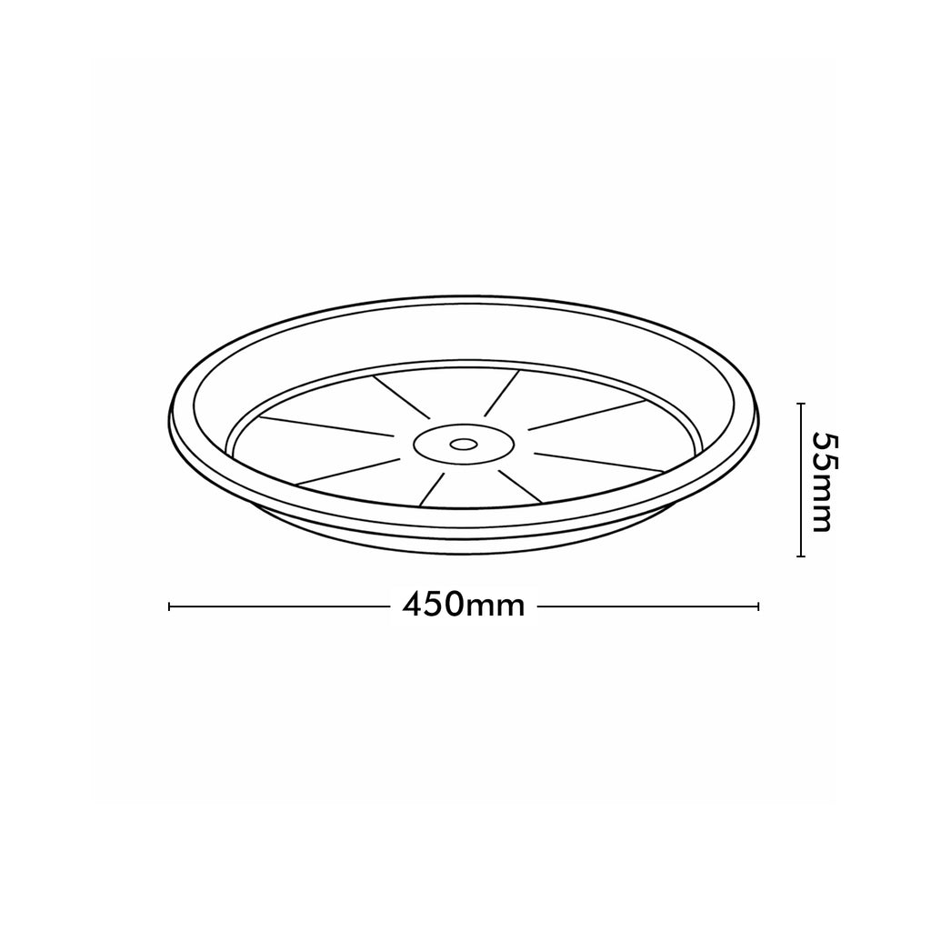 Respect Brown 45cm Terracotta Cylinda Saucer – large terracotta-look plastic saucer for outdoor garden planters