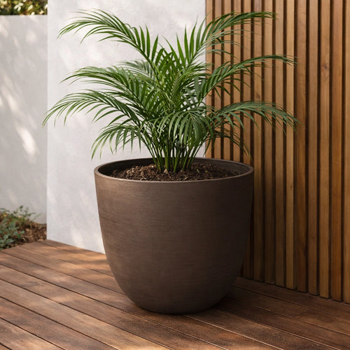 Respect Brown 48cm Milano Self Watering Planter – large brown self watering planter for outdoor balconies and windowsills