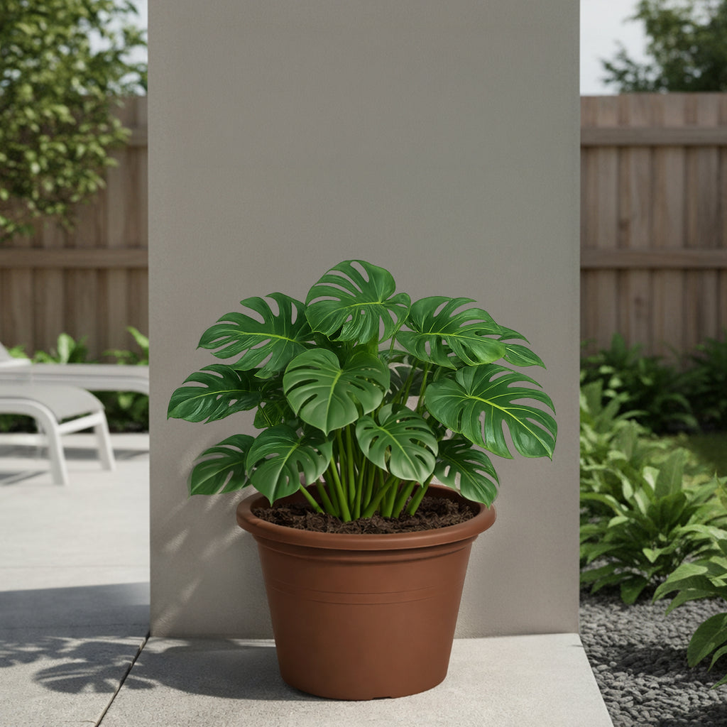 Respect Brown 50cm Lightweight Plastic Terracotta Cylindrical Planter