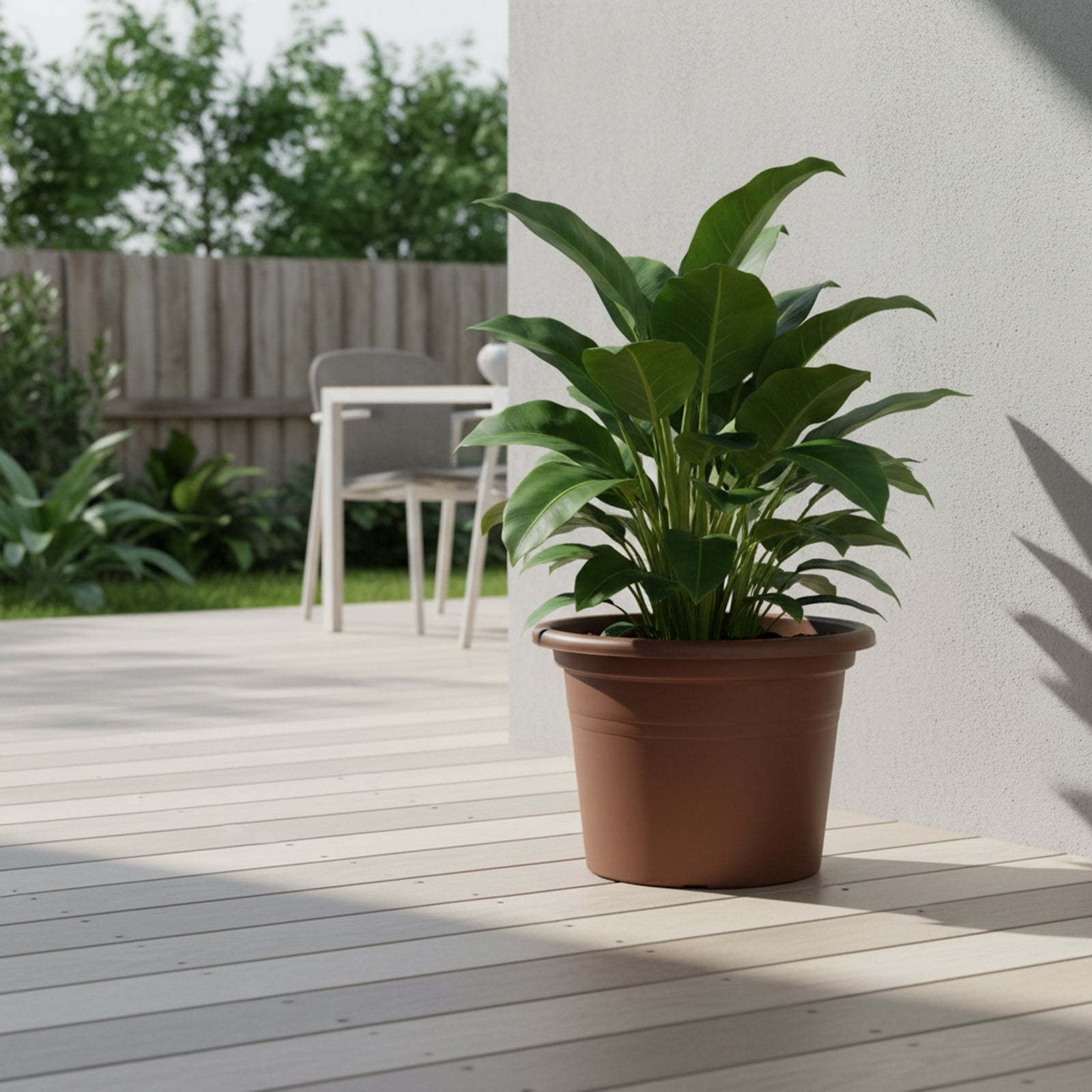 Respect Brown 50cm Lightweight Plastic Terracotta Cylindrical Planter