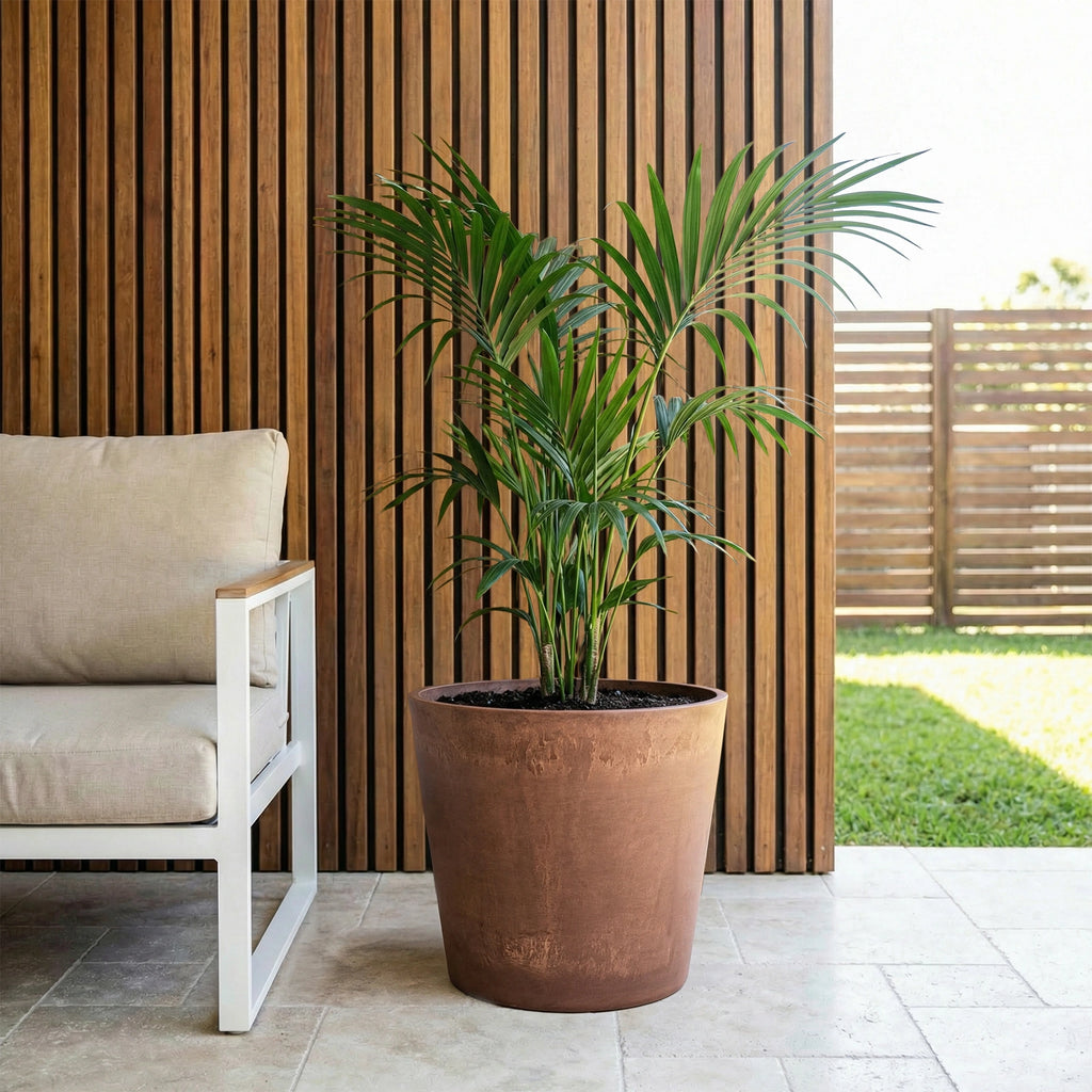 Respect Brown 50cm Terracotta Green Earth Lightweight Tapered Cylinder Planter – extra large eco terracotta tapered cylinder outdoor planter
