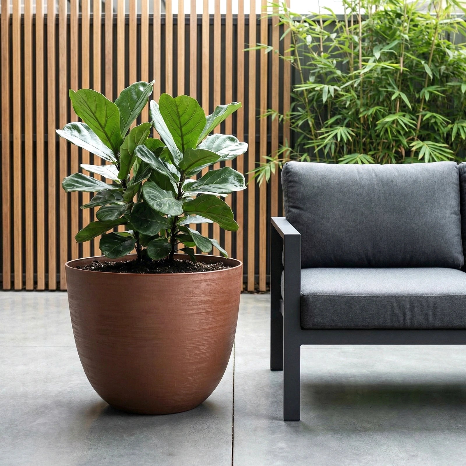 Respect Brown 58cm Lightweight Plastic Terracotta Milano Self-Watering Planter