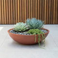 Respect Brown 60cm Terracotta Green Earth Lightweight Tapered Low Bowl Planter – large eco terracotta tapered low bowl outdoor planter