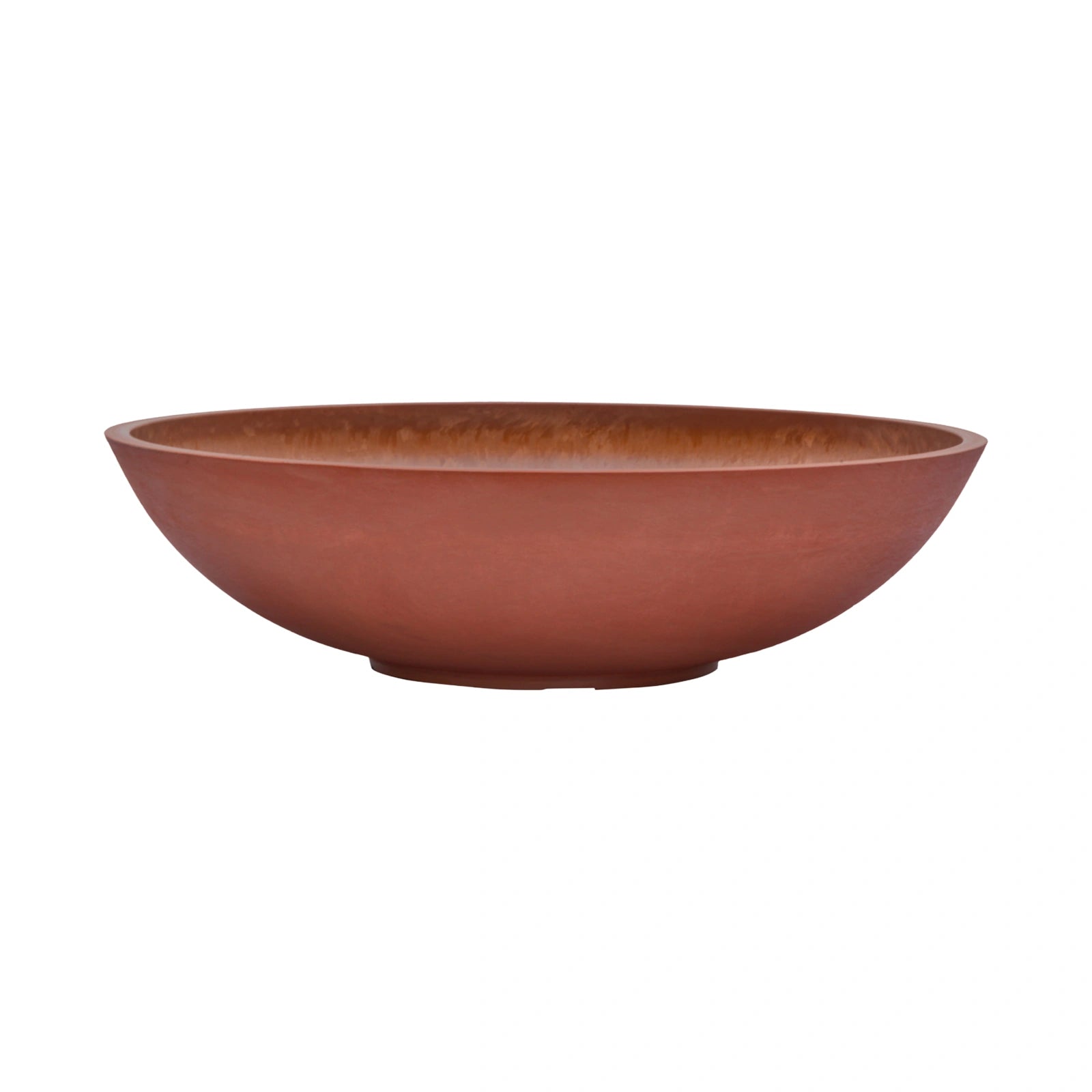 Respect Brown 60cm Terracotta Green Earth Lightweight Plastic Tapered Low Bowl Planter
