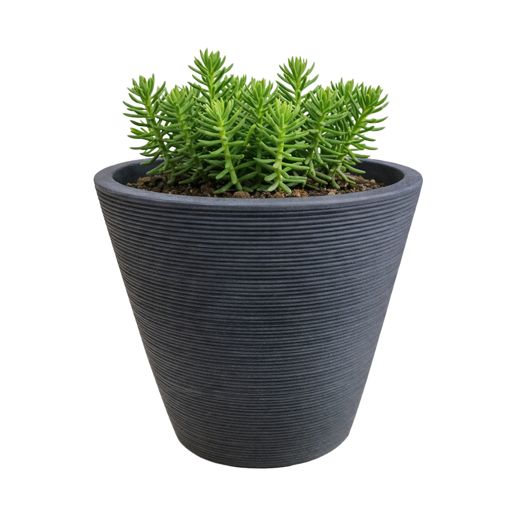 Respect Charcoal 15cm Green Earth Full Rim Planter – small eco-friendly recycled charcoal pot for indoor plants