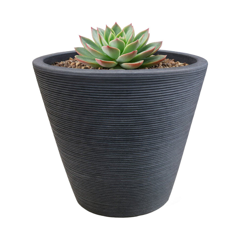 Respect Charcoal 20cm Green Earth Full Rim Planter – eco-friendly recycled charcoal planter for indoor and patio plants