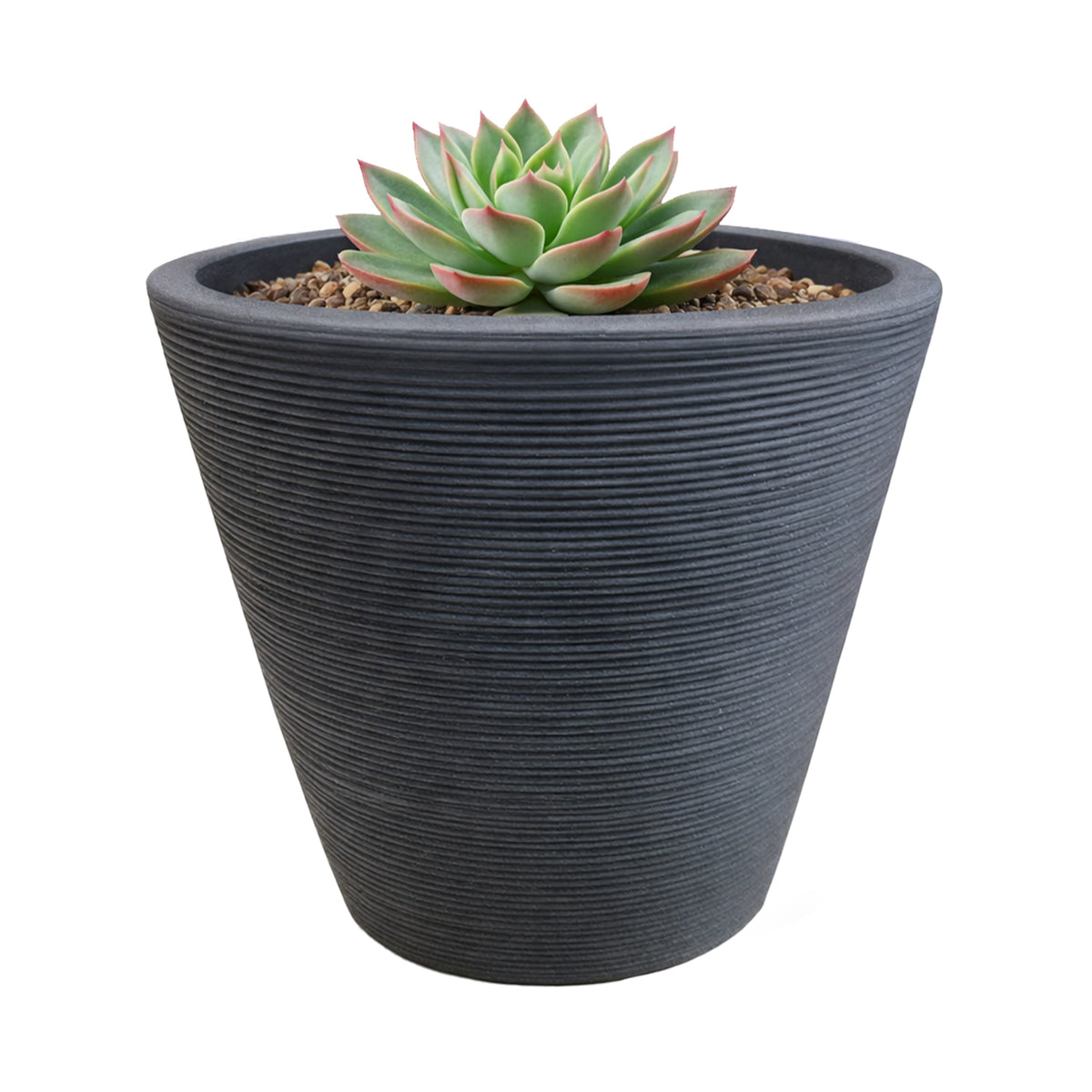 Respect Charcoal 20cm Green Earth Full Rim Planter – eco-friendly recycled charcoal planter for indoor and patio plants