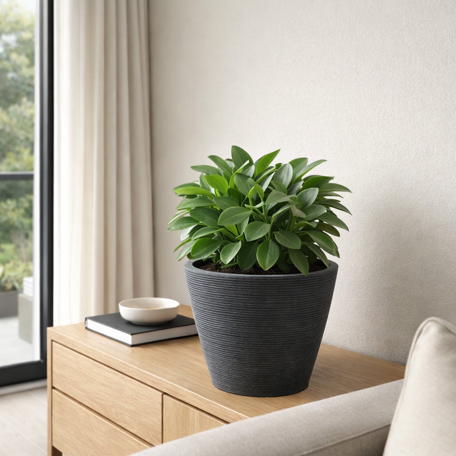 Respect Charcoal 20cm Green Earth Planter