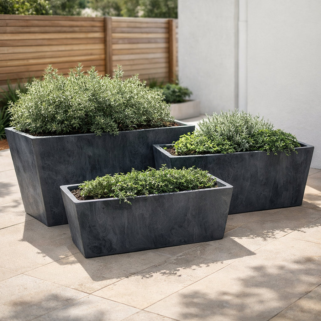 Respect Charcoal 25cm Green Earth Trough Planter