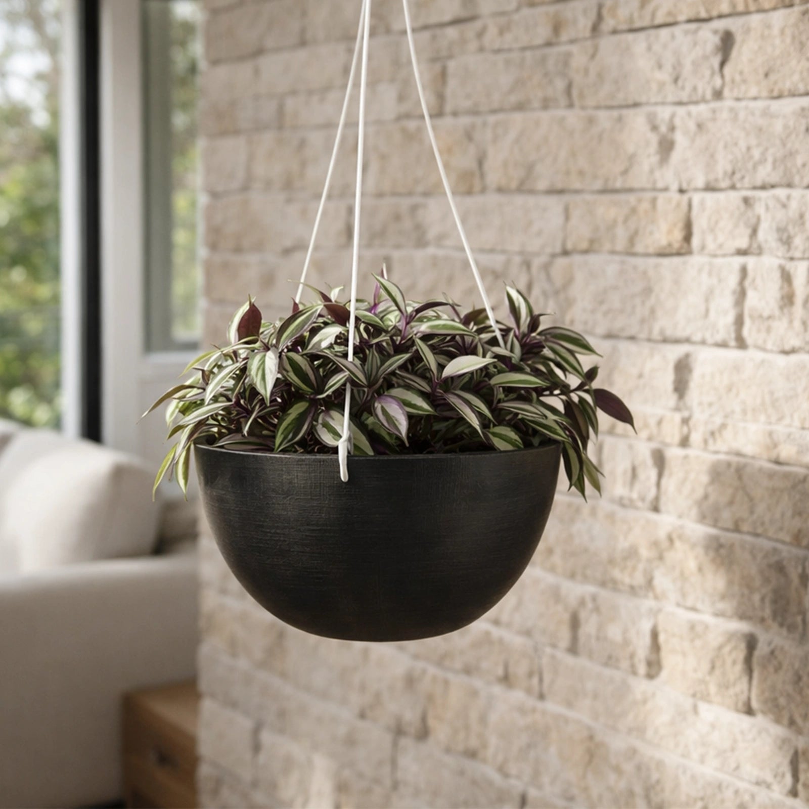 Respect Charcoal 31cm Green Earth Hanging Planter