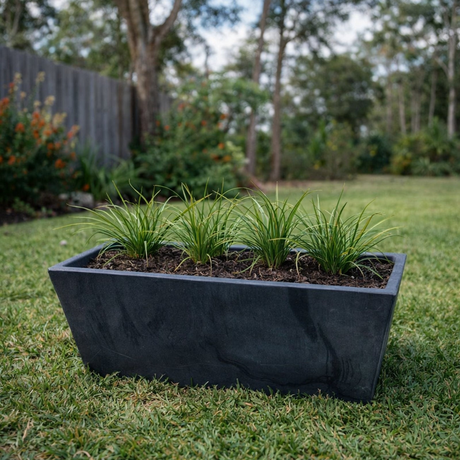 Respect Charcoal 45cm Green Earth Trough Planter