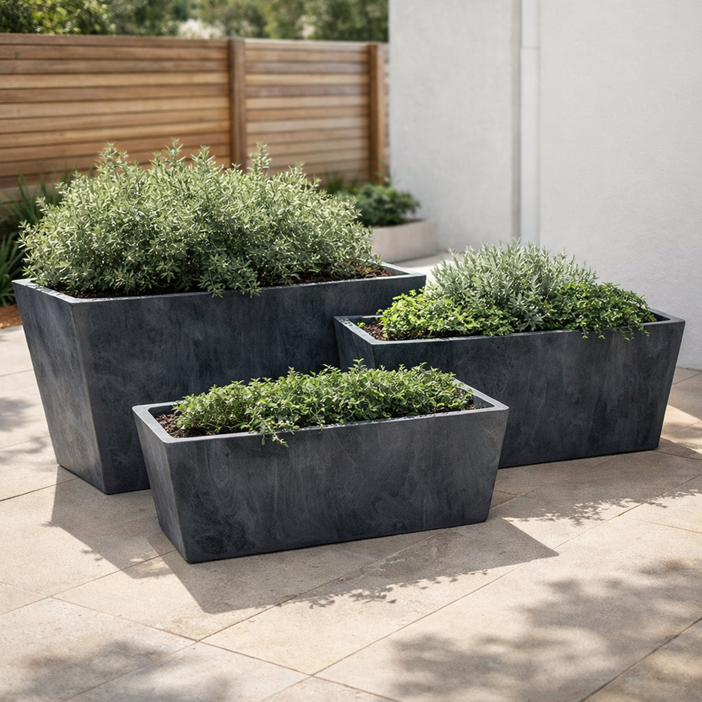 Respect Charcoal 45cm Green Earth Trough Planter