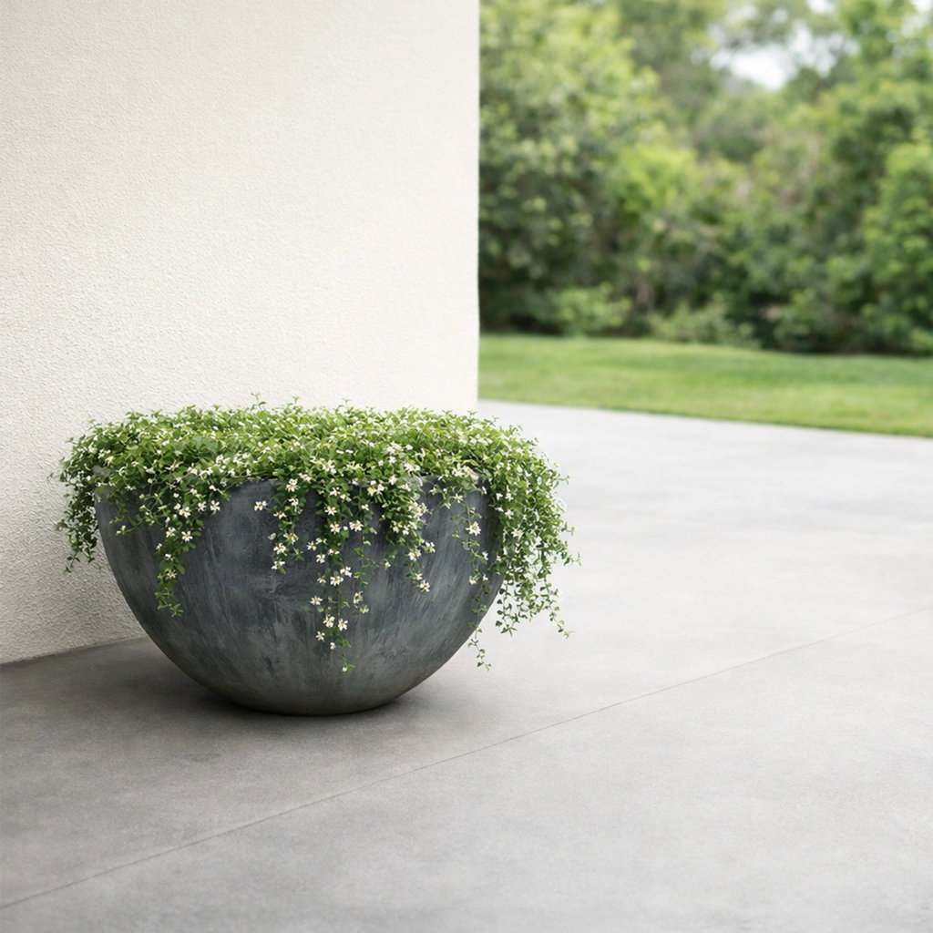 Respect Charcoal 51cm Green Earth Low Bowl Planter – extra large charcoal recycled plastic low bowl outdoor planter
