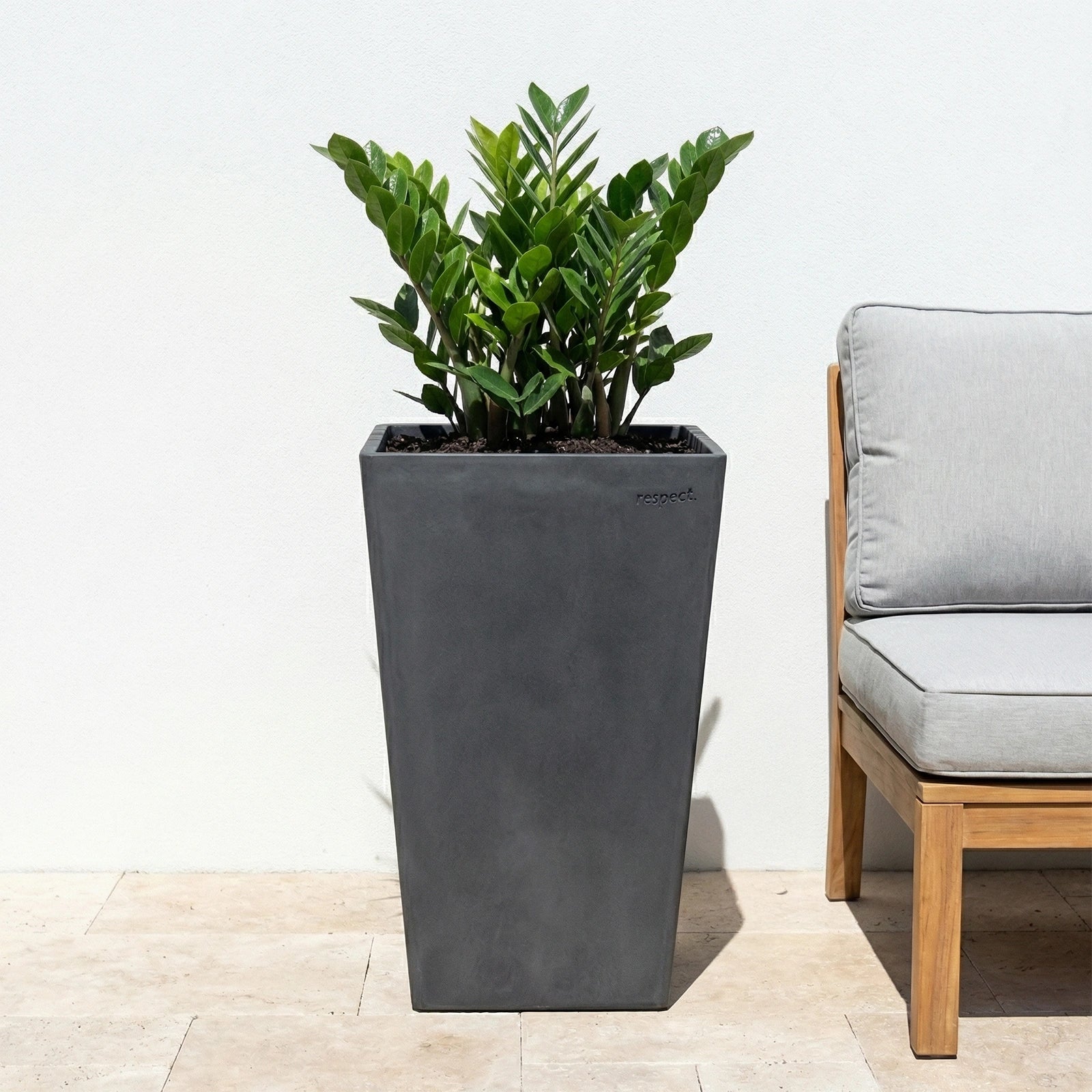 Respect Dark-Grey 70cm Green Earth Tall Square Planter