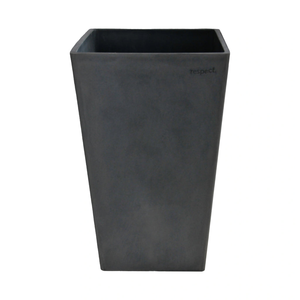Respect Dark Grey 70cm Green Earth Tall Square Planter – large eco dark grey tall square planter for feature outdoor displays