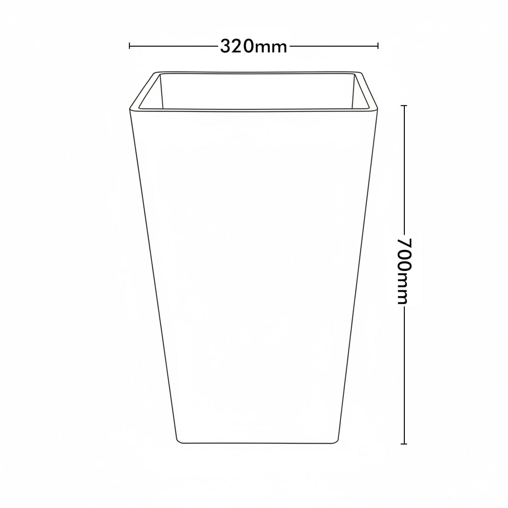 Respect Dark Grey 70cm Green Earth Tall Square Planter – large eco dark grey tall square planter for feature outdoor displays