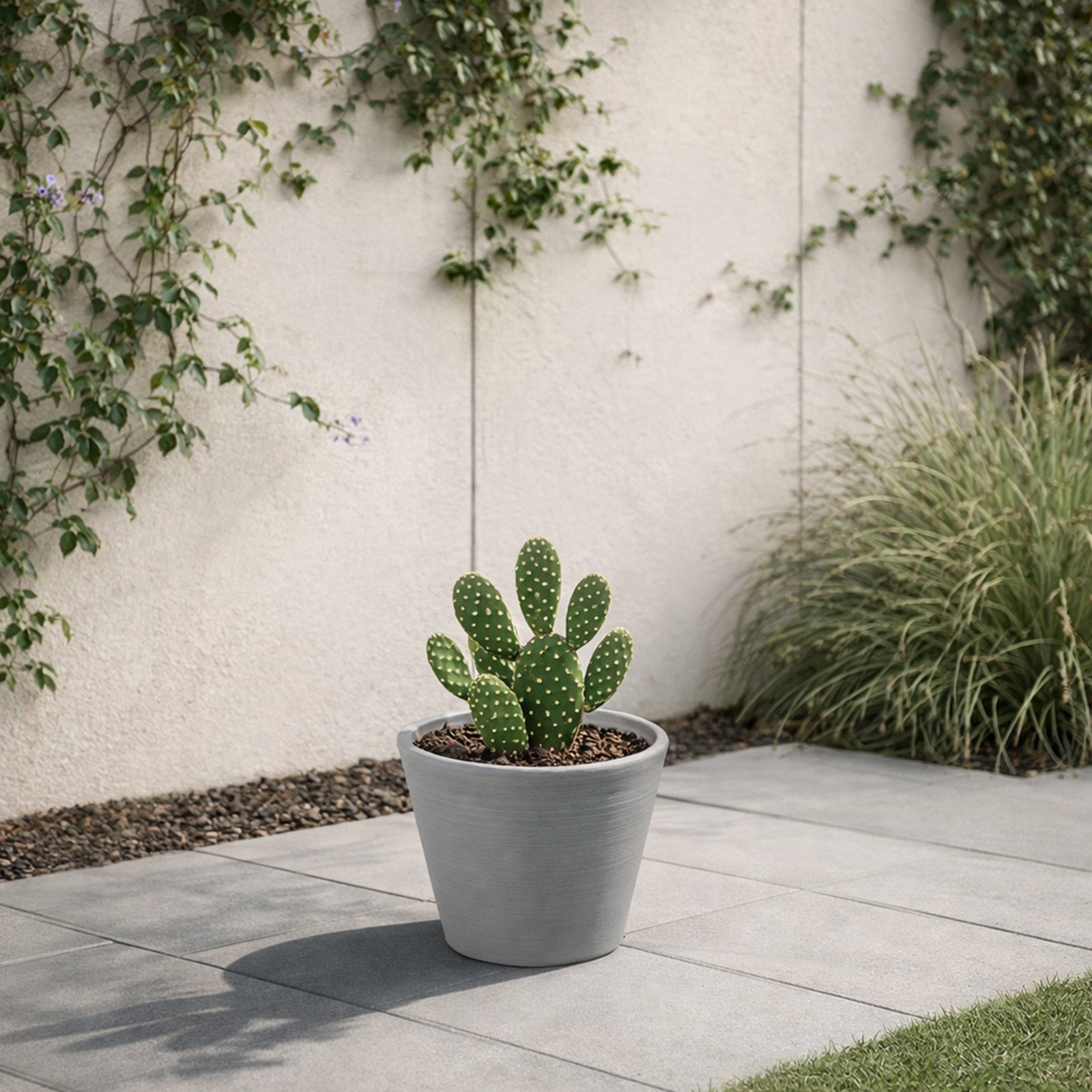 Respect Grey 15cm Green Earth Full Rim Planter