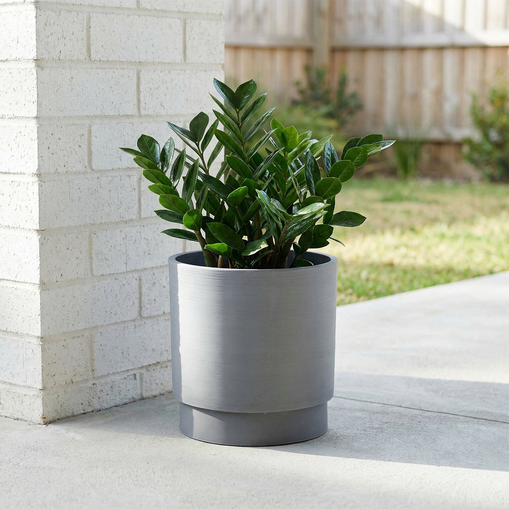 Respect Grey 18cm Cirque Cylinder Planter – sleek grey cylinder pot for contemporary indoor and patio gardens