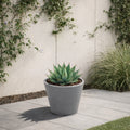 Respect Grey 20cm Green Earth Full Rim Planter – eco-friendly grey recycled plastic pot for indoor and balcony plants